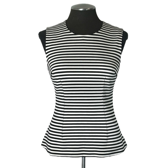 Club Monaco – Knit Striped Sleeveless Peplum Zip Back Top – Small - Picture 2 of 9